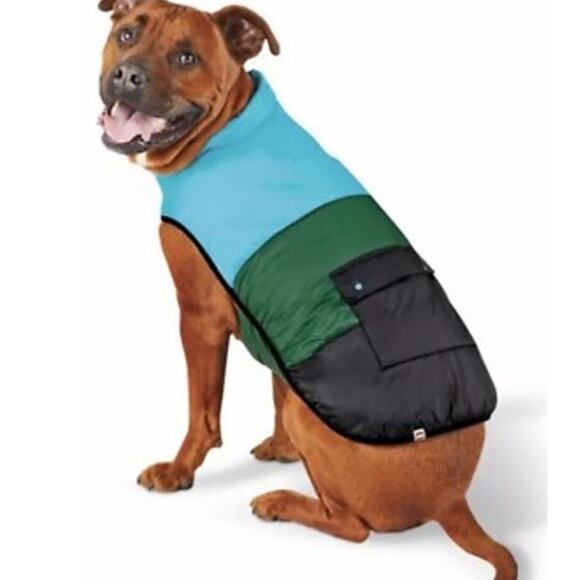 NWT Lego Target Dog‎ Color Block Puffer Jacket Size M Blue Black Lightweight - Picture 1 of 7